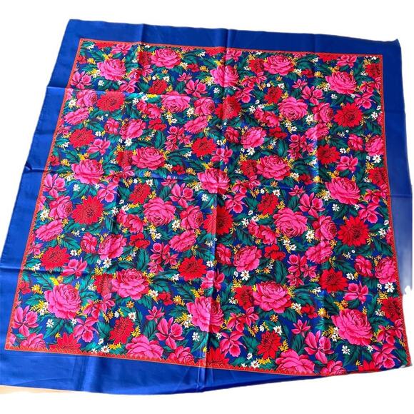 None Accessories - Oversized Blue, Red Pink, Floral Scarf